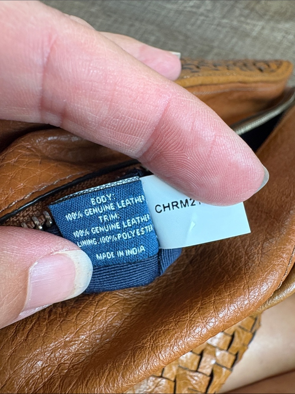 Cole Haan Tan Woven Leather Toiletry Bag Travel 10” - Picture 9 of 11